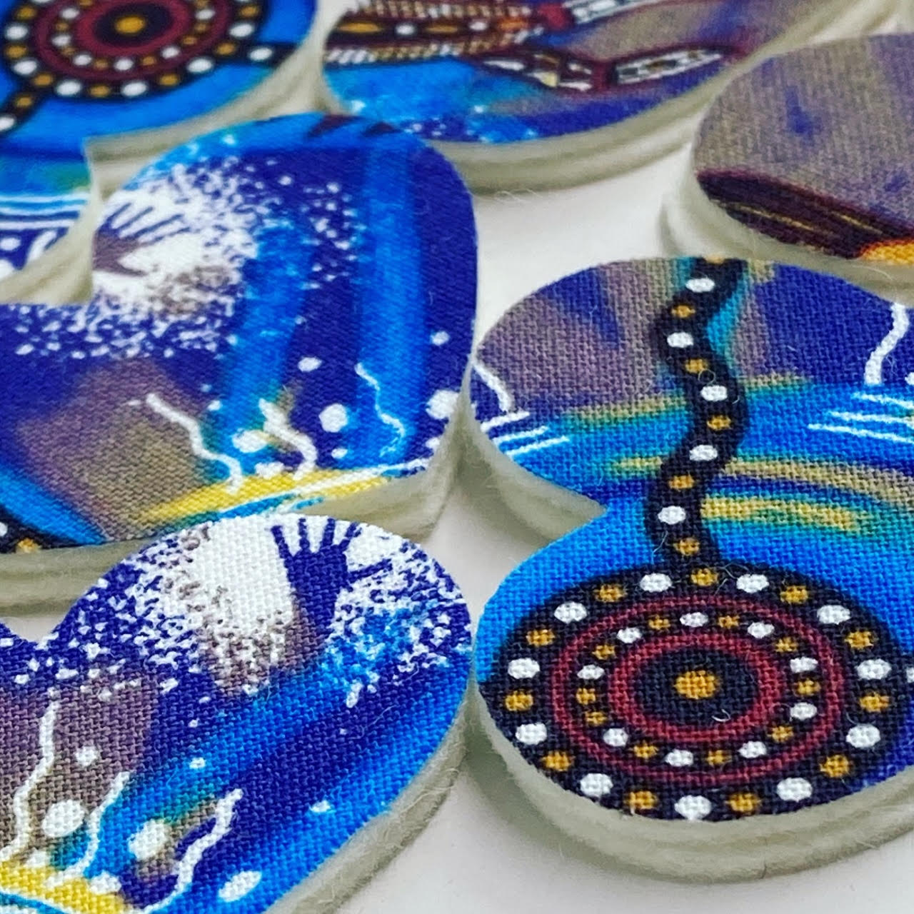 Pre-Cut Hearts - ABORIGINAL ART PRINTS Fabric