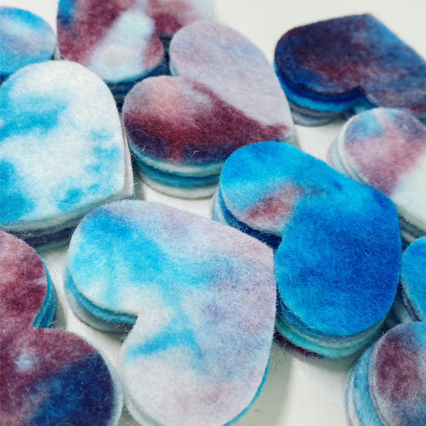 50 Pre-Cut Hearts - HAND-DYED