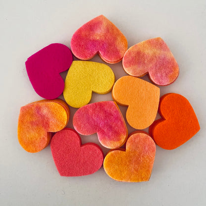 Pre-Cut Hearts (50) - Mixed Hand-Dyed &amp; Plain