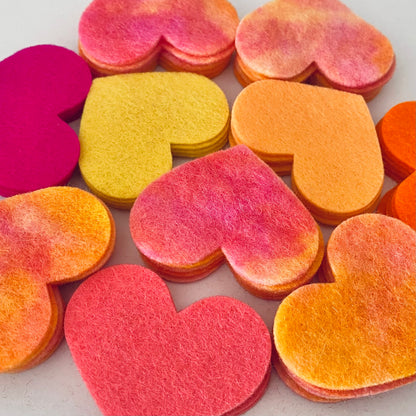 Pre-Cut Hearts (50) - Mixed Hand-Dyed &amp; Plain