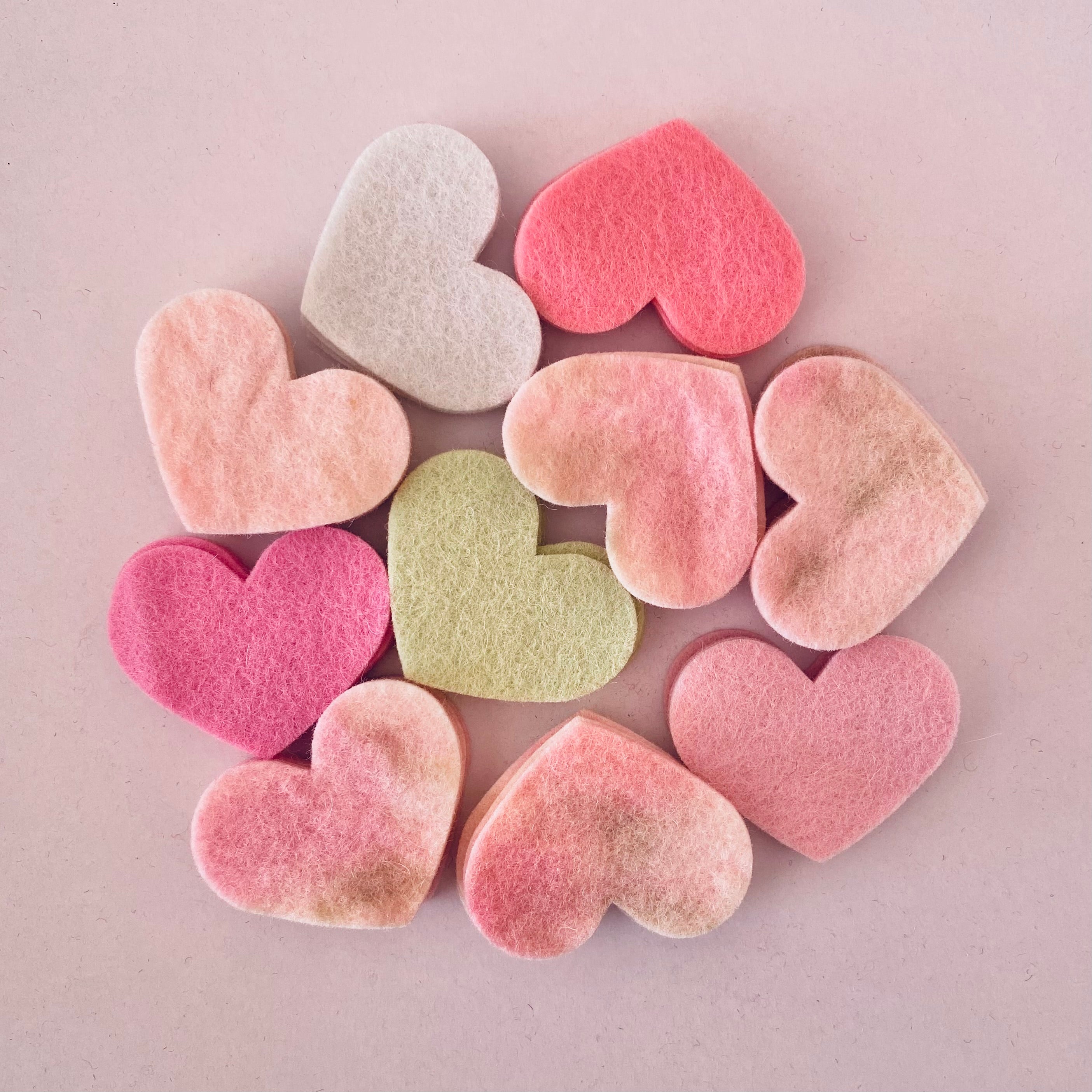 Pre-Cut Hearts (50) - Mixed Hand-Dyed &amp; Plain