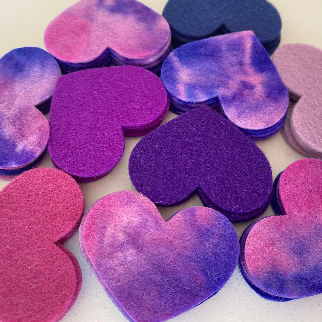 Pre-Cut Hearts (50) - Mixed Hand-Dyed &amp; Plain