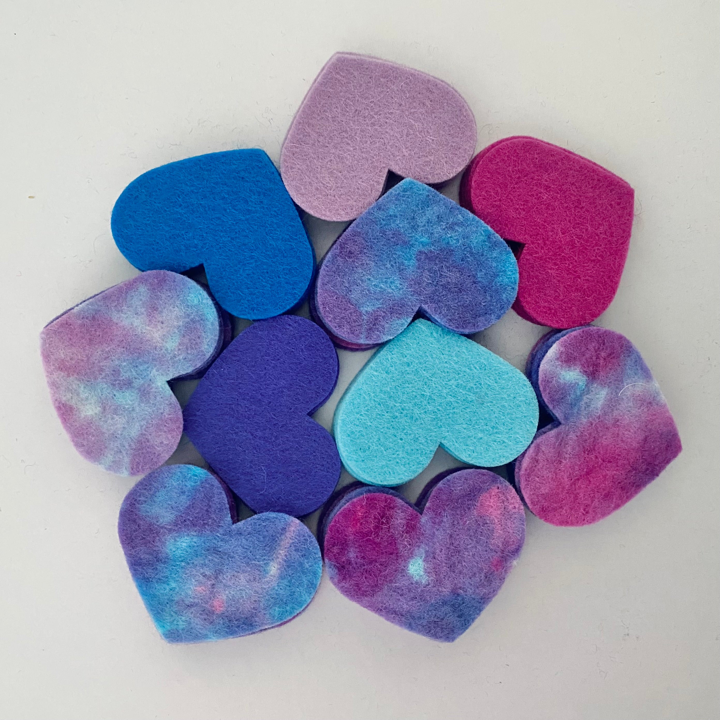 Pre-Cut Hearts (50) - Mixed Hand-Dyed &amp; Plain