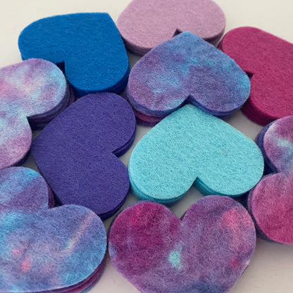 Pre-Cut Hearts (50) - Mixed Hand-Dyed &amp; Plain