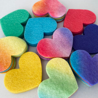 Pre-Cut Hearts (50) - Mixed Hand-Dyed &amp; Plain