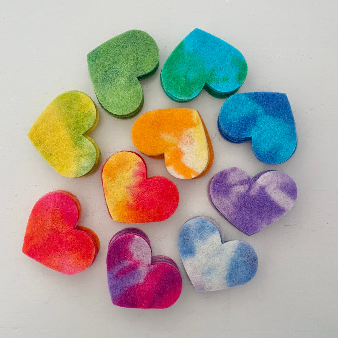 Pre-Cut Hearts (50) - HAND-DYED