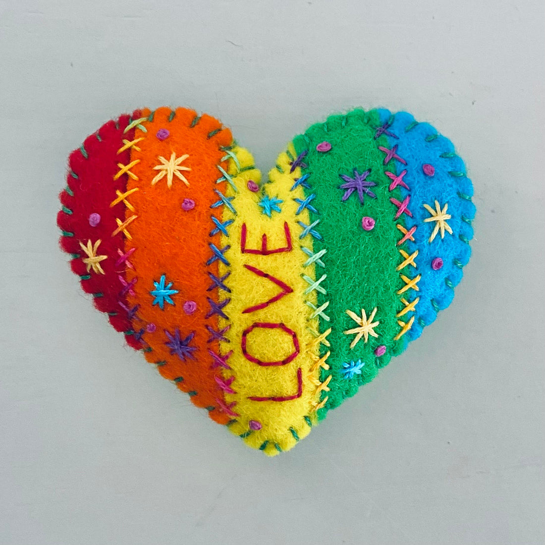 Pocket Heart Stripey - RAINBOW LOVE (6cm)
