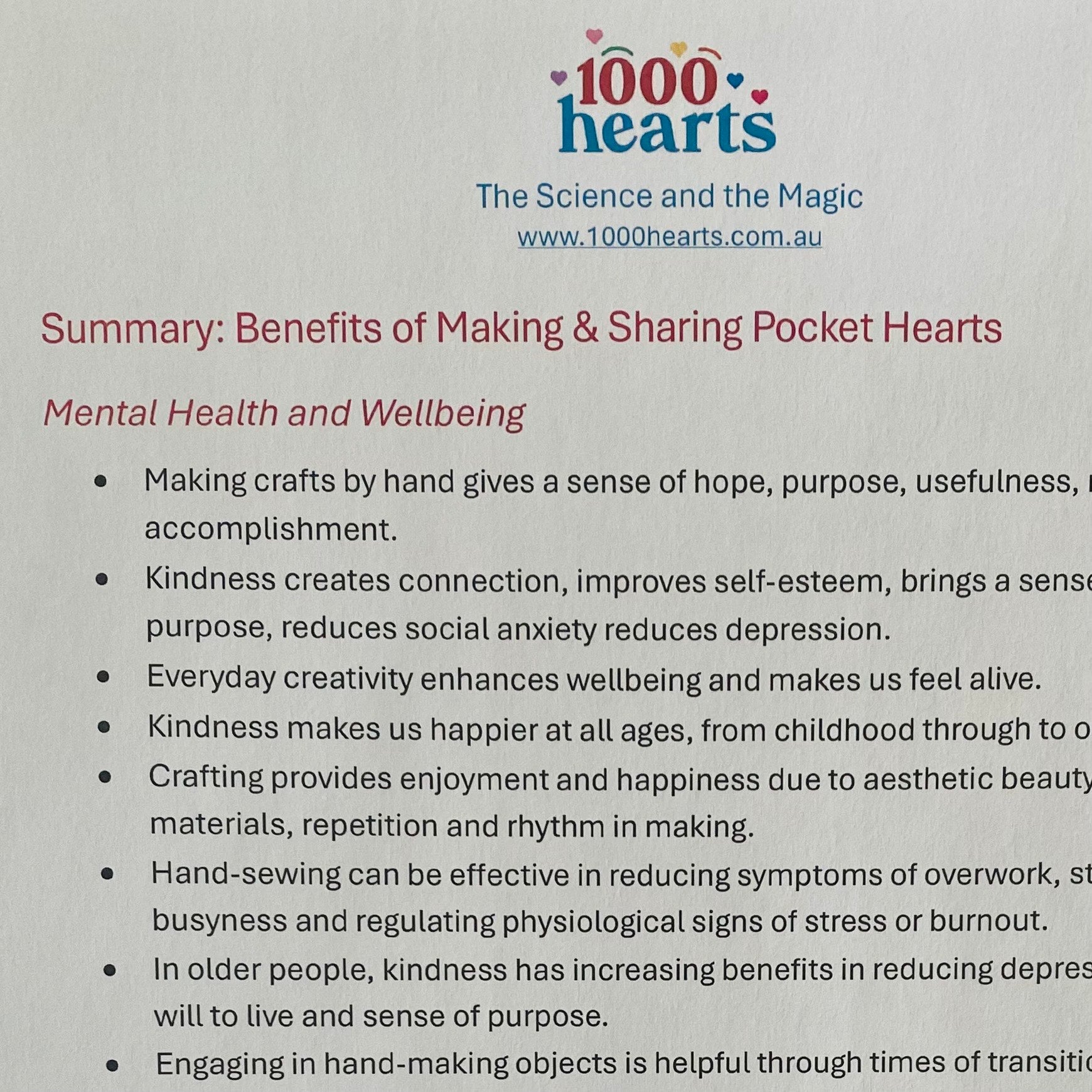 Research Paper - The Science and the Magic of 1000 Hearts