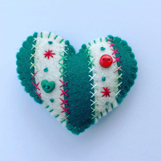 Stripey Pocket Heart - 6cm