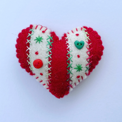 Pocket Heart - Stripey (6cm)