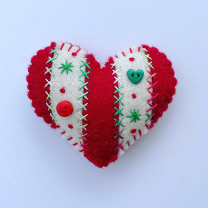 Stripey Pocket Heart - 6cm