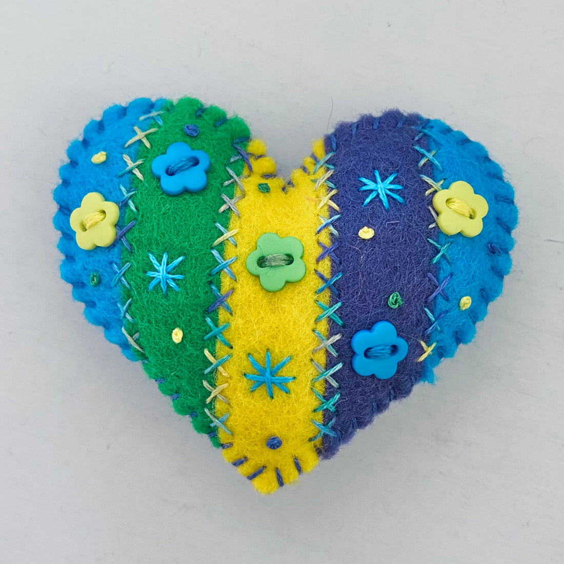 Pocket Heart Stripey - Fresh Floral (6cm)