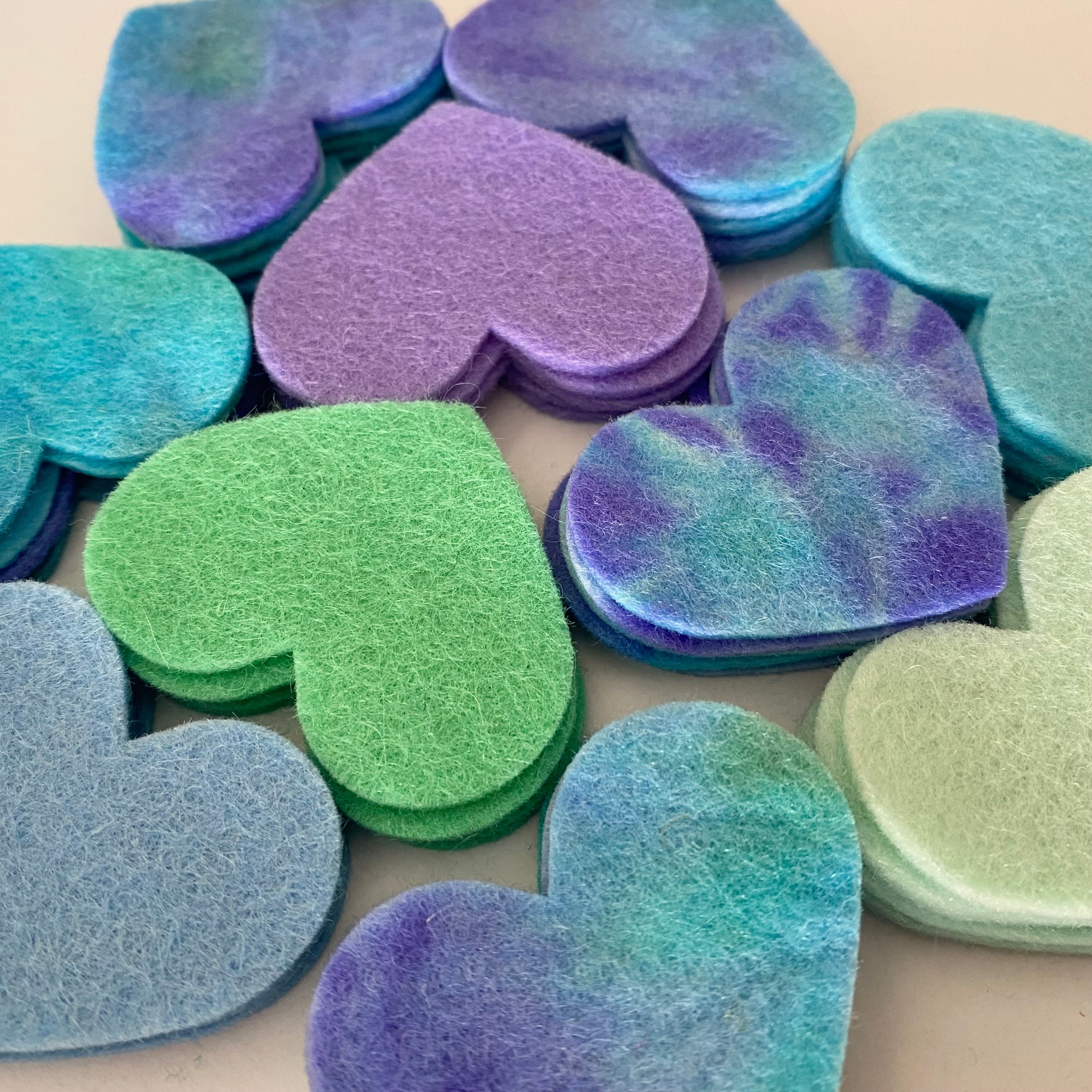 Pre-Cut Hearts (50) - Mixed Hand-Dyed &amp; Plain