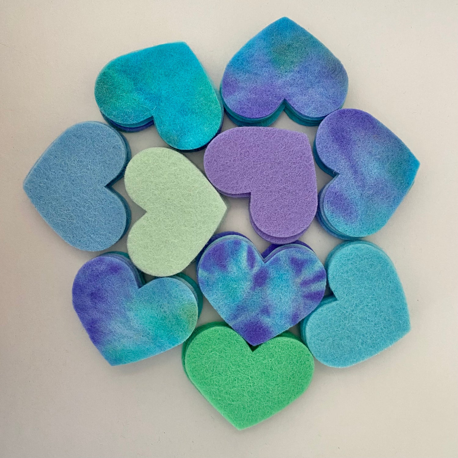 Pre-Cut Hearts (50) - Mixed Hand-Dyed &amp; Plain