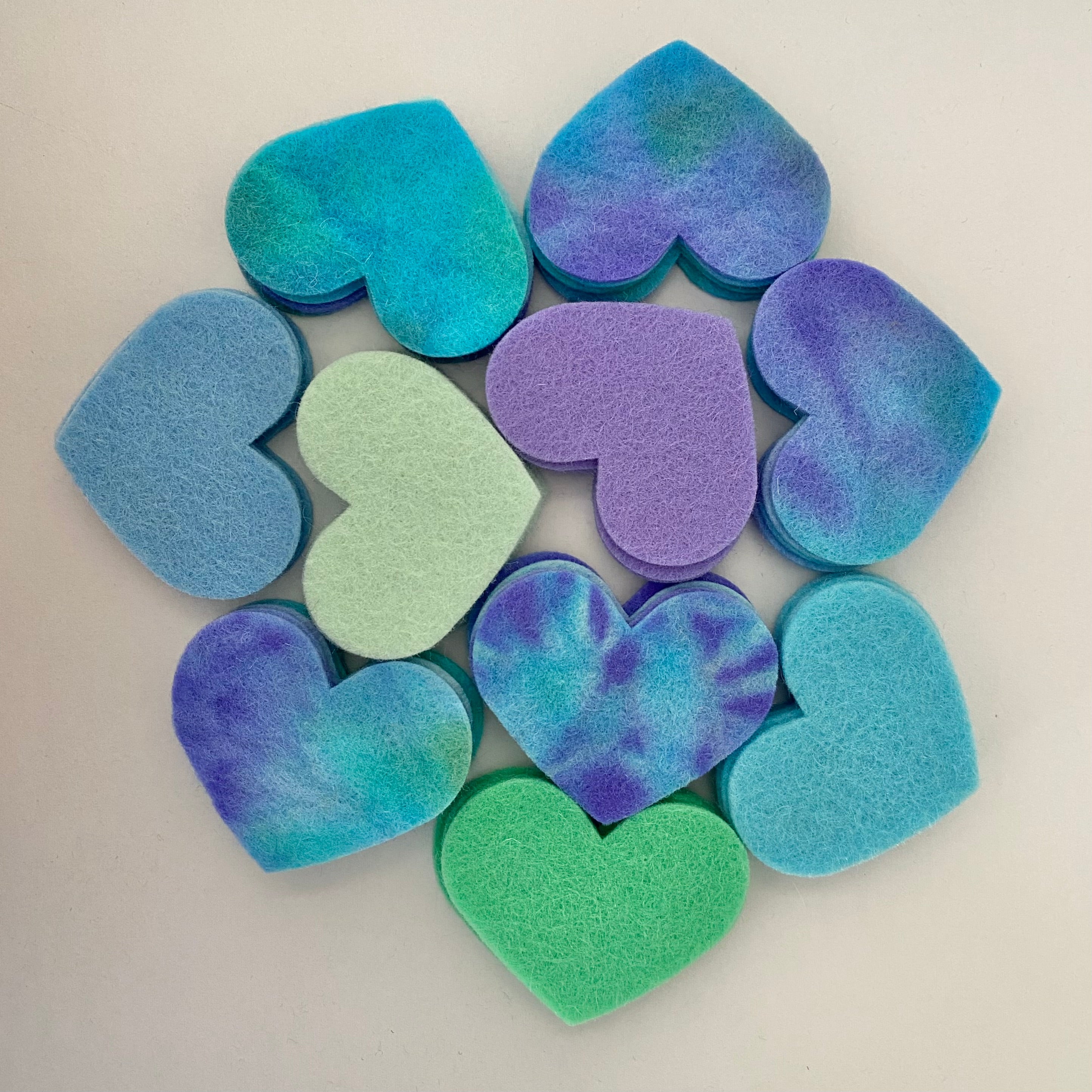 Pre-Cut Hearts (50) - Mixed Hand-Dyed &amp; Plain