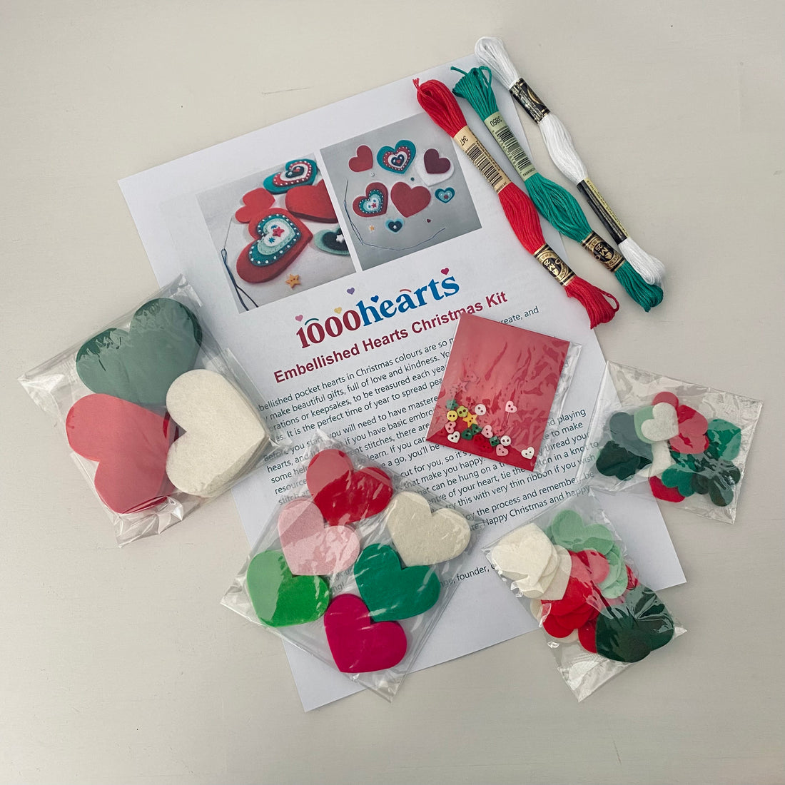 Kit - Christmas Embellished Hearts