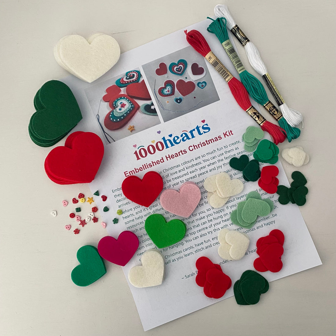 Kit - Christmas Embellished Hearts