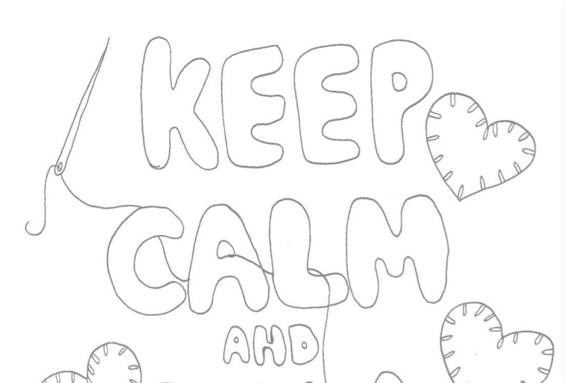 Colouring In "Keep Calm and Sew a Pocket Heart"