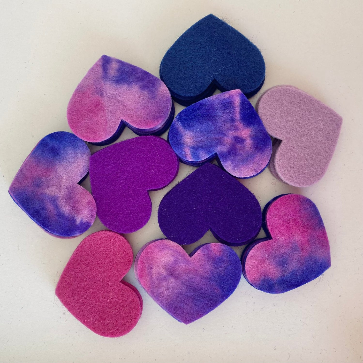 Pre-Cut Hearts (50) - Mixed Hand-Dyed &amp; Plain