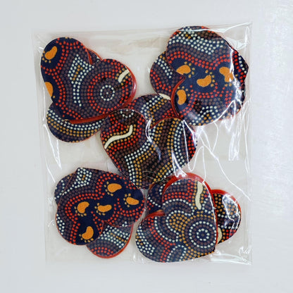 ABORIGINAL ART PRINTS Fabric Pre-Cut Hearts