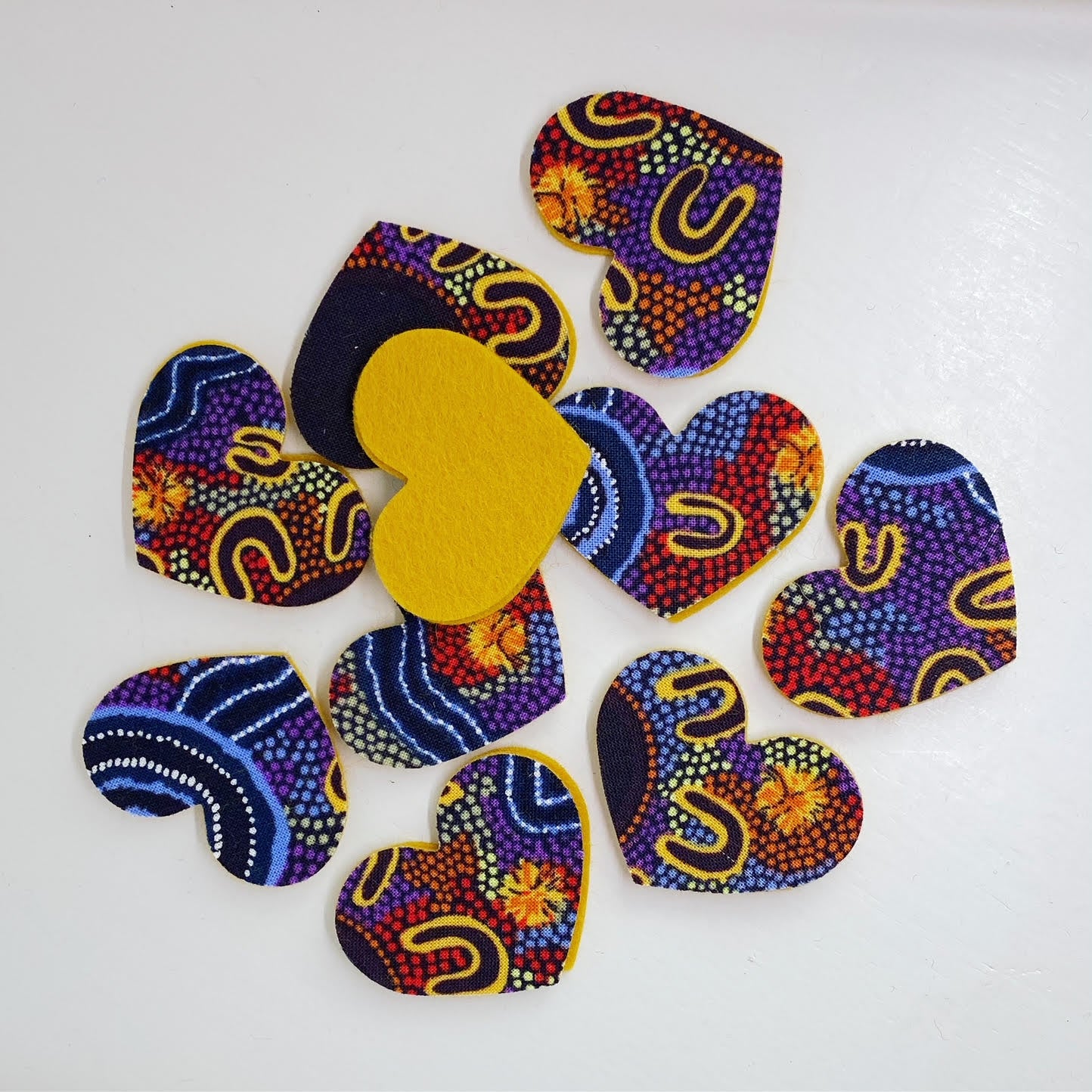 Pre-Cut Hearts - ABORIGINAL ART PRINTS Fabric