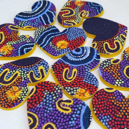 Pre-Cut Hearts - ABORIGINAL ART PRINTS Fabric