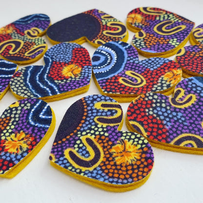 Pre-Cut Hearts - ABORIGINAL ART PRINTS Fabric