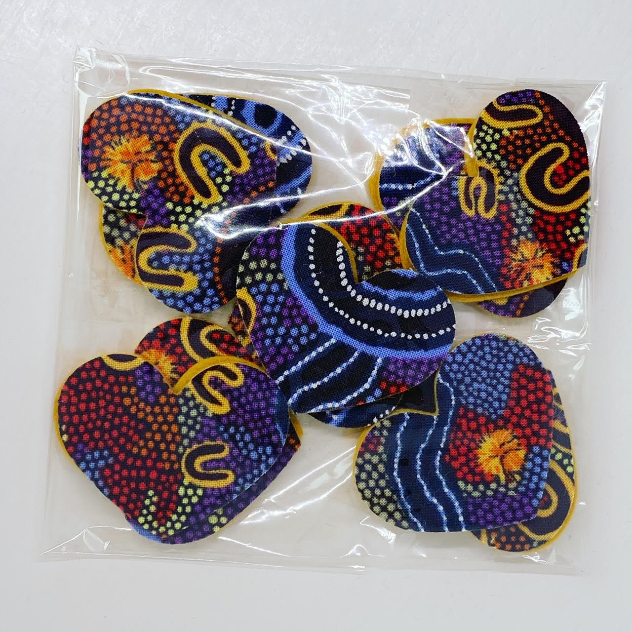 ABORIGINAL ART PRINTS Fabric Pre-Cut Hearts